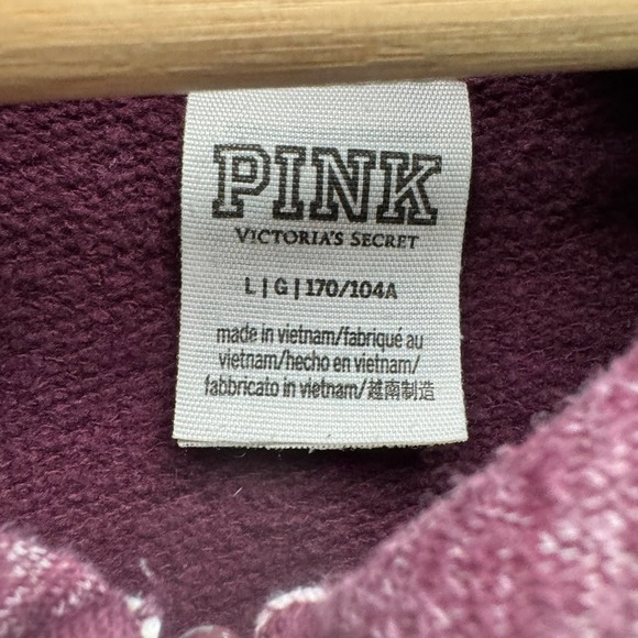 PINK Victoria's Secret Full Zip Hoodie Women's L Burgundy Heathered Love Pink - Picture 5 of 12